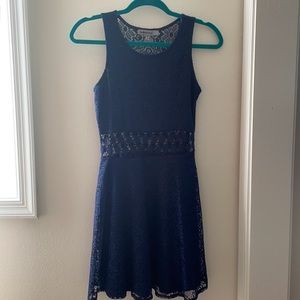 Dark blue dress with open lace back